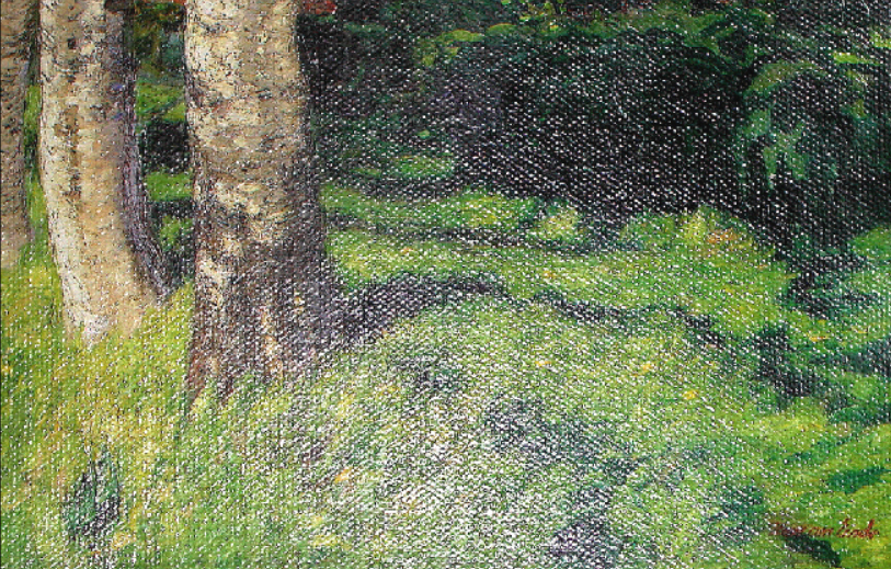 Section from an art print image after it has been embedded into artist canvas