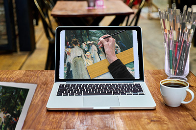Using the kitchen as a studio for creating replica paintings